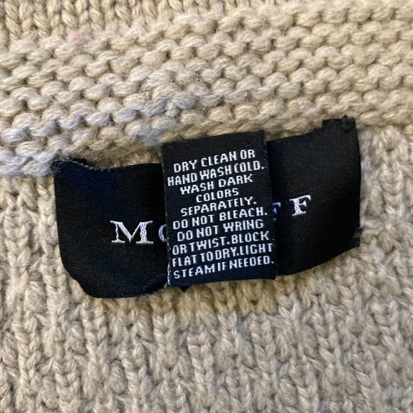 McDuff Light Gray Open Snap Front Poncho Wool Cashmere Mock Neck Sweater S/M - Picture 8 of 15